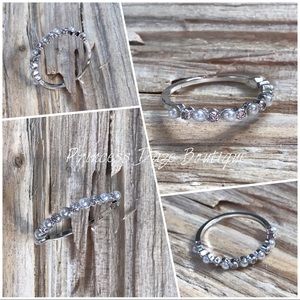 Silver Pearl Diamond CZ Ring